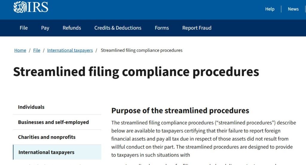 漏报海外资产 FBAR streamlined procedures